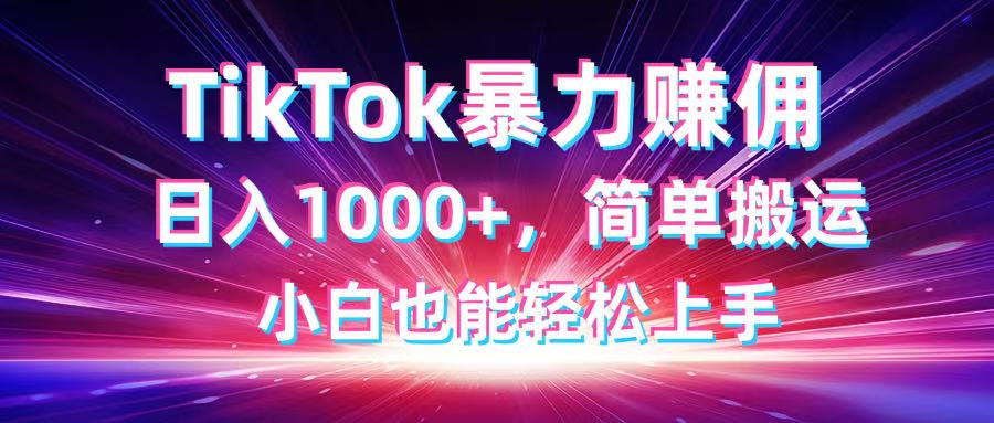 （14402期）TikTok搬运暴力赚佣，日入1000+，简单搬运，小白也能轻松上手-资源鲟