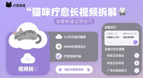 猫咪疗愈长视频拆解 &油管频道运营技巧-资源鲟