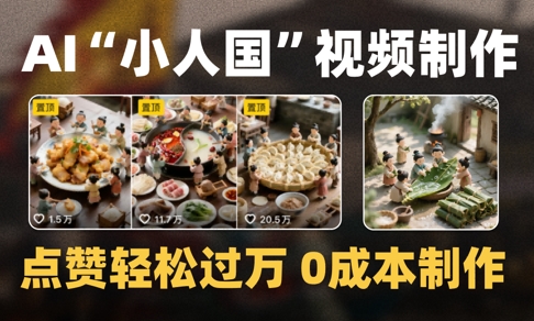 爆款1000W+播放微缩景观迷你小人国AI视频0成本制作全流程教学-资源鲟
