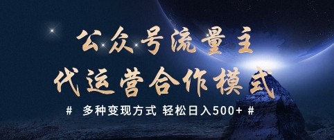 公众号流量主代运营  多种变现方式 轻松日入5张【揭秘】-资源鲟