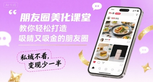 朋友圈美化课堂，教你轻松打造，吸睛又吸金的朋友圈，私域不看，变现少一半-资源鲟
