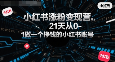小红书涨粉变现营，21天从0-1做一个挣钱的小红书账号-资源鲟