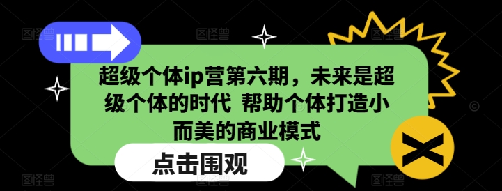 超级个体ip营第六期，未来是超级个体的时代  帮助个体打造小而美的商业模式-资源鲟
