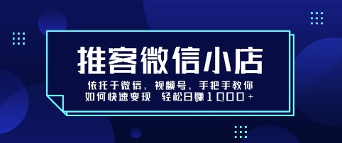 推客微信小店依托于微信、视频号，手把手教你如何快速变现 轻松日入1k+【揭秘】-资源鲟