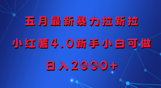 五月最新暴力拉新拉，小红薯4.0新手小白可做，日入多张-资源鲟