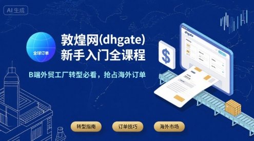敦煌网(dhgate)新手入门全课程，B端外贸工厂转型必看，抢占海外订单-资源鲟