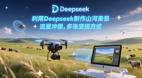 利用Deepseek制作山河美景，流量冲爆，多张变现方式-资源鲟