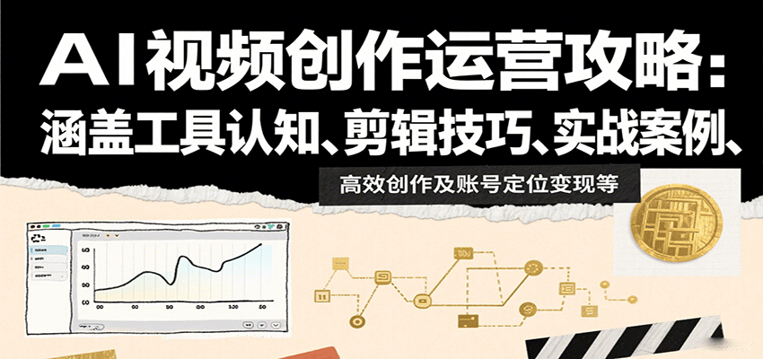 AI视频创作运营攻略：涵盖工具认知、剪辑技巧、实战案例、高效创作及账号定位变现等-资源鲟
