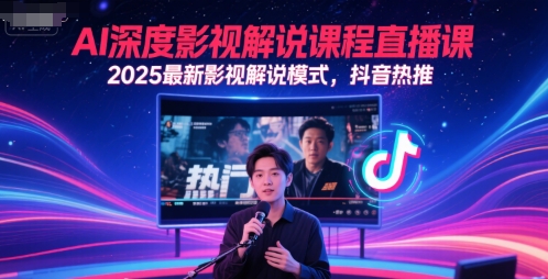AI深度影视解说课程直播课，2025最新影视解说模式，抖音热推-资源鲟