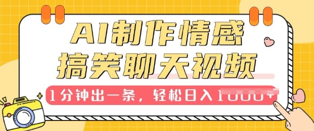 AI制作情感搞笑聊天视频，1分钟出一条，100%过原创，新手也能轻松上手-资源鲟