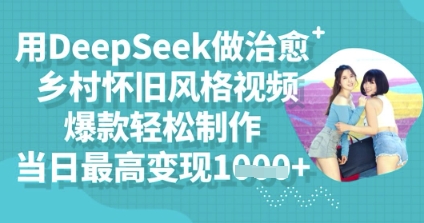 用DeepSeek做治愈乡村怀旧风格视频，爆款轻松制作，当日最高变现多张-资源鲟