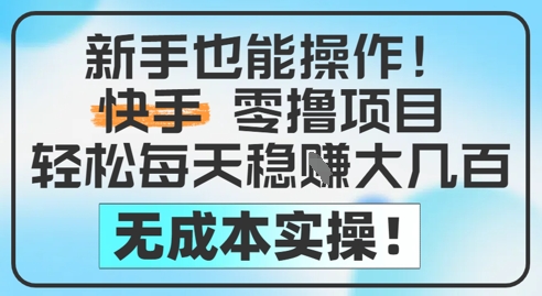 新手也能操作，快手零撸挣米，轻松每天挣2-5张，完全无成本-资源鲟
