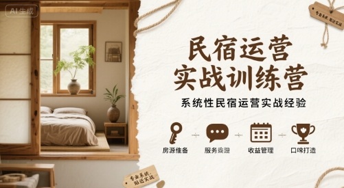 民宿运营实战训练营，系统性民宿运营实战经验-资源鲟