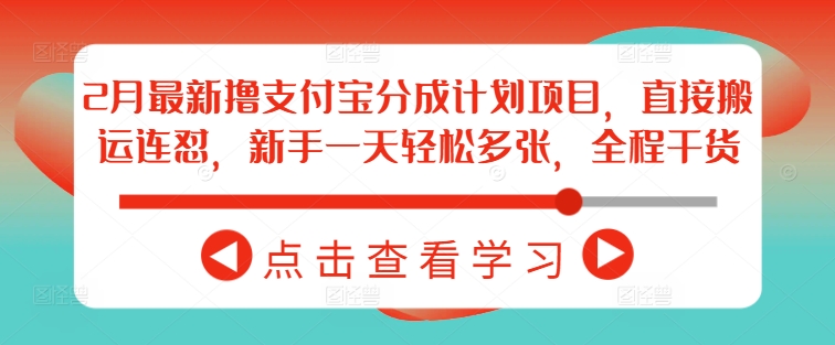2月最新撸支付宝分成计划项目，直接搬运连怼，新手一天轻松多张，全程干货-资源鲟