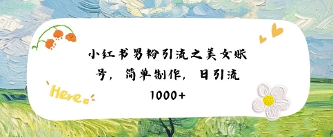 小红书男粉引流项目之美女账号6，简单制作，条条爆款原创，不违规-资源鲟